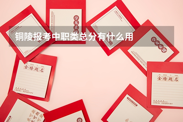 铜陵报考中职类总分有什么用